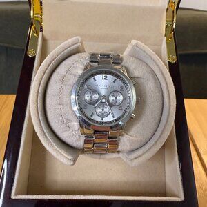 Aeropostale Silver Metal Chronograph Watch, 38mm